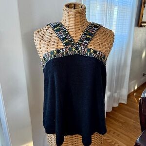 Madewell swing sweater boho festival black tank M